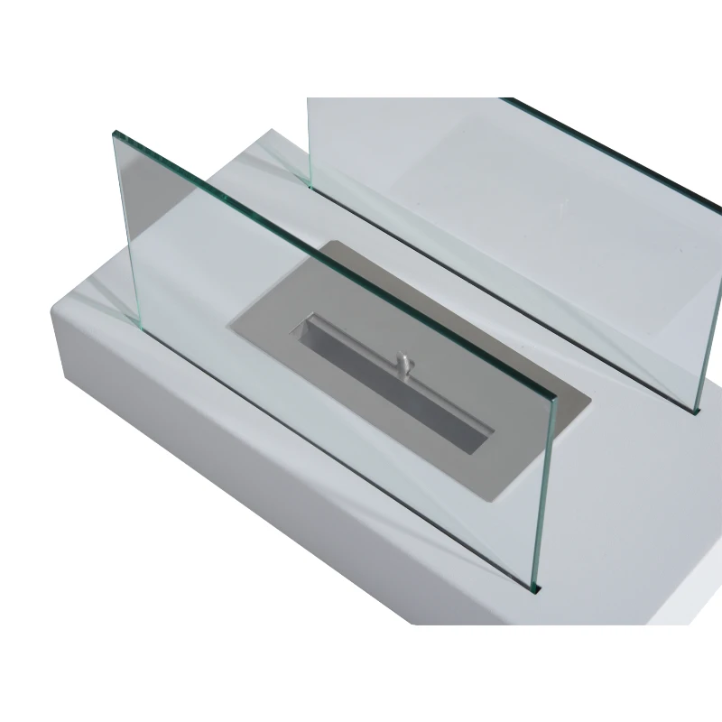 HomCom 14" Modern Free Standing Bio Ethanol Indoor Tabletop Fireplace – White