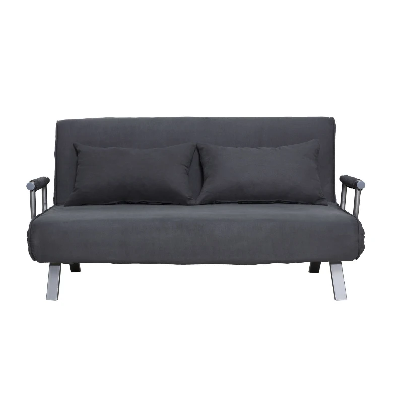 HomCom Full Size Folding 5 Position Steel Convertible Sleeper Bed Chair - Dark Grey