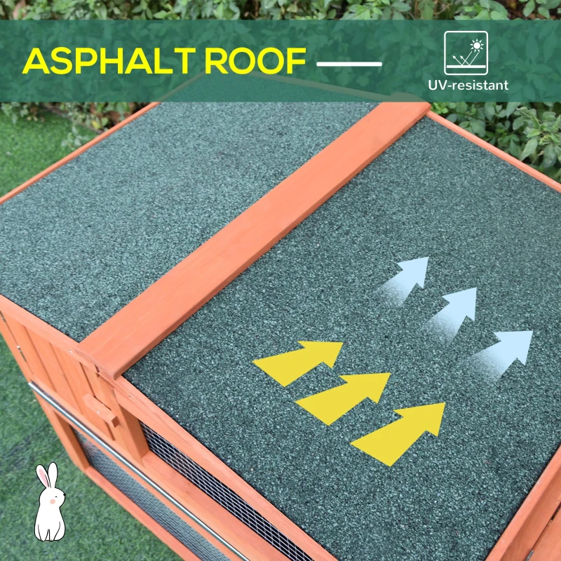 PawHut 62" Wooden Outdoor Rabbit Hutch with Detachable Run and Elevated Main House