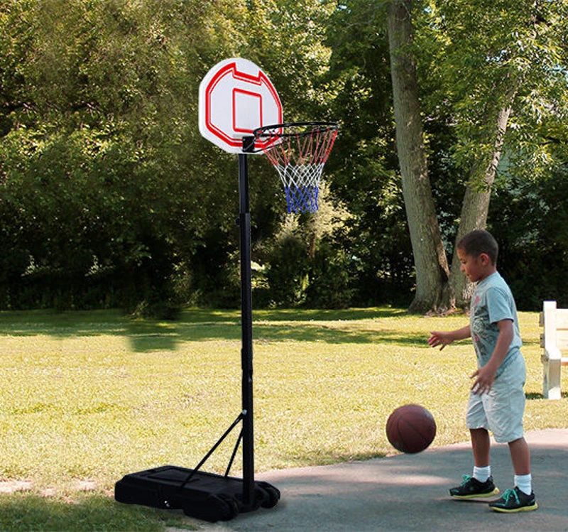 Soozier Outdoor Height Adjustable Portable Junior Basketball Hoop System Moveable Athletic Basketball Stand