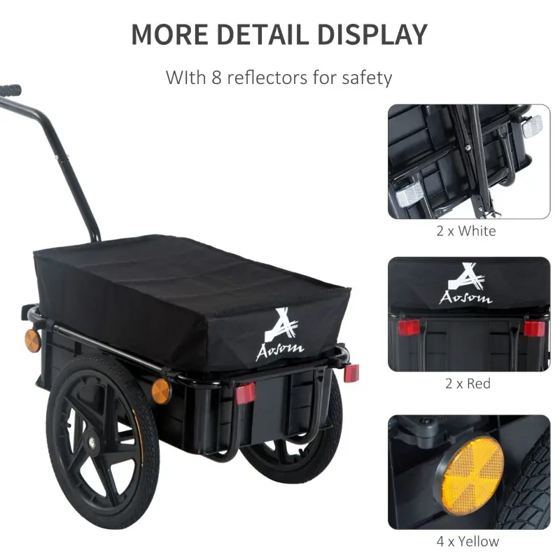 Aosom Bicycle Bike Cargo Trailer Steel Carrier Storage Cart Wheel Runner For Shopping - Black