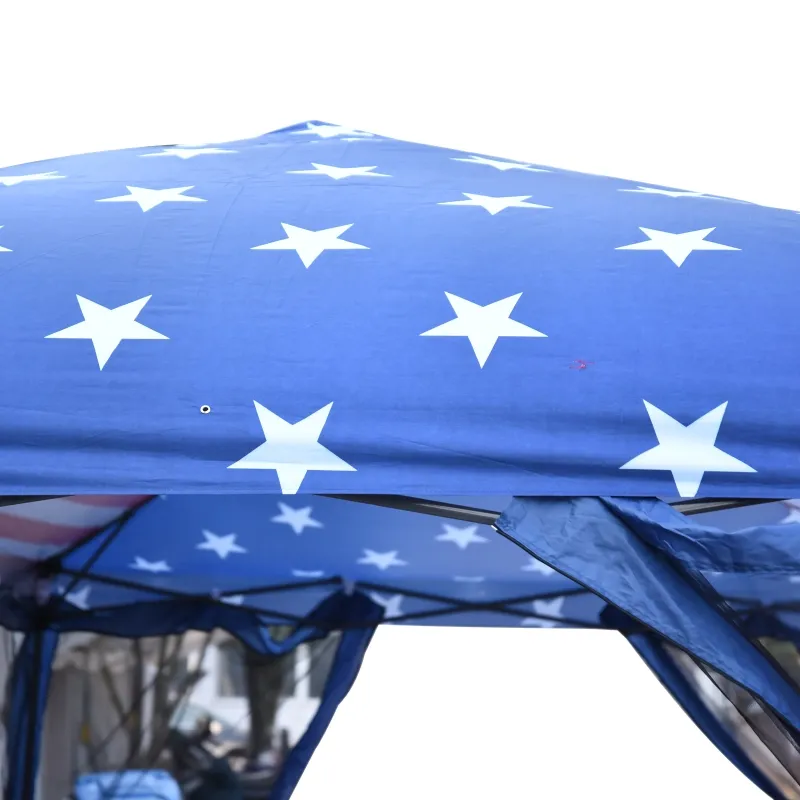 Outsunny 10x20ft Pop up Party Tent Gazebo Canopy Market Instant Shelter American Flag - Multi Color