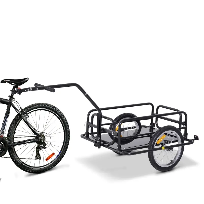 Aosom Folding Bicycle Bike Cargo Storage Cart and Luggage Trailer with Hitch - Black