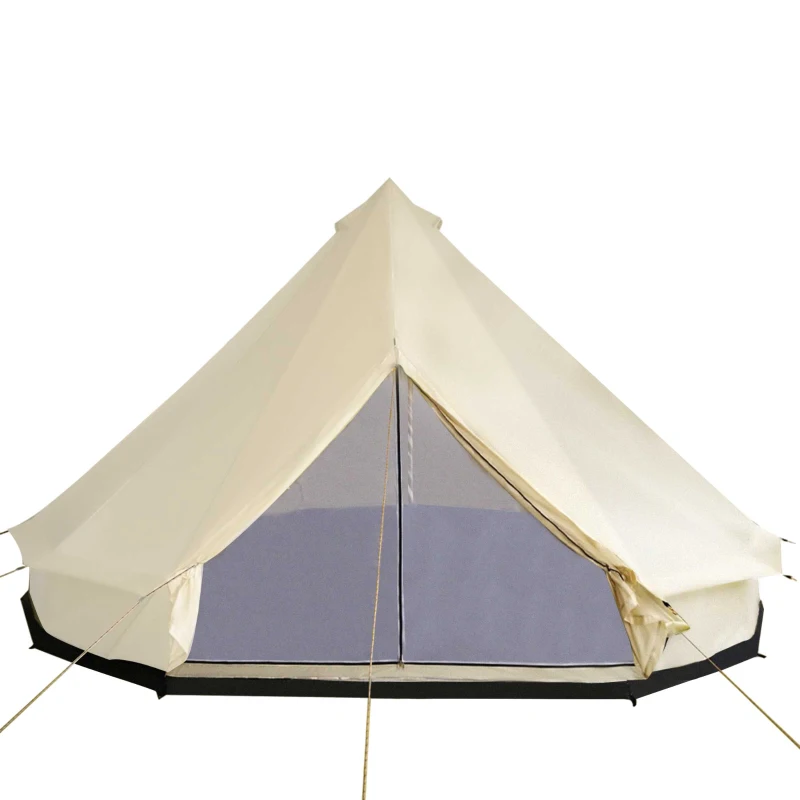 Outsunny 16' Spacious Interior 10 Person Family Boho Glamping Teepee Tent - Beige