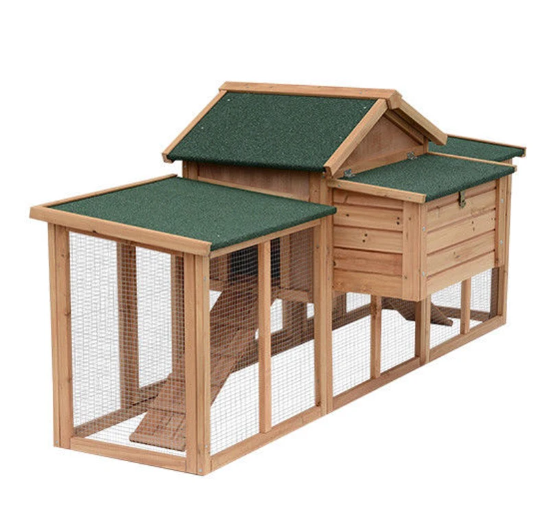 PawHut 80" Large Wooden Chicken Coop Backyard Hen Cage House Poultry w/ Nesting Box Run - Brown