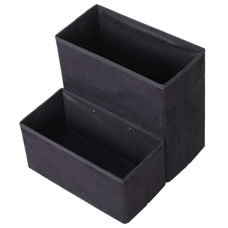 Open Box PawHut 2 Step Foldable Pet Stairs for Small Dogs  Suede Fleece  16" L x 16" H Black