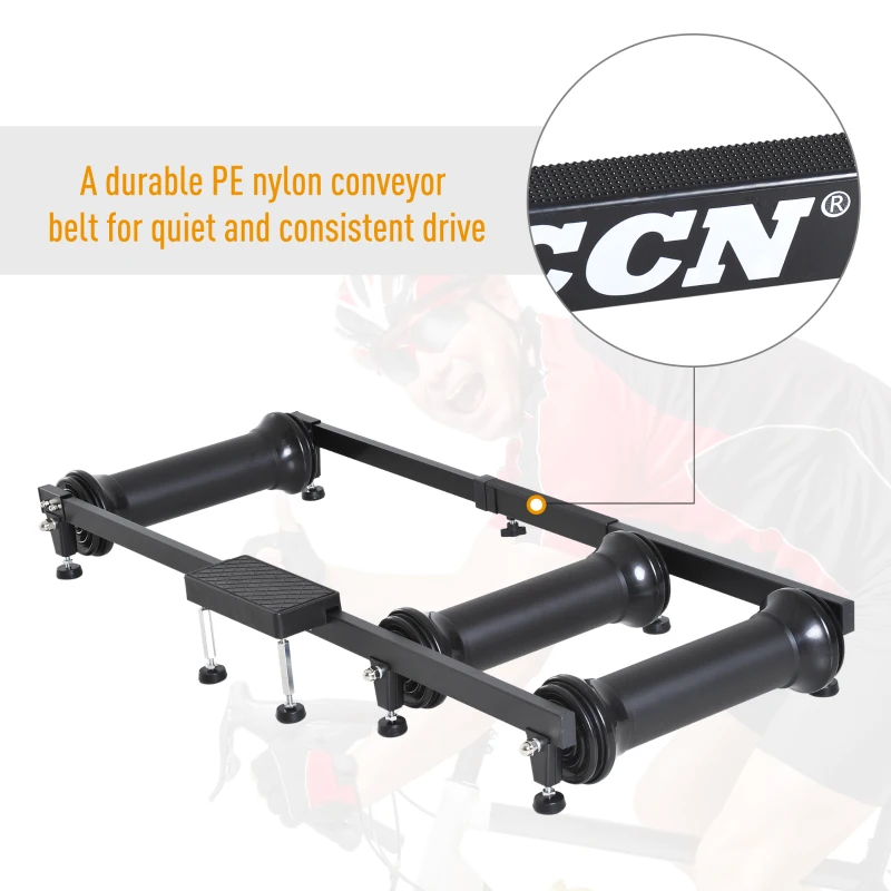 Soozier Bike Roller Adjustable Trainer Indoor Fitness Cycling Parabolic Roller Bike Trainer Portable Bike Exercise - Black