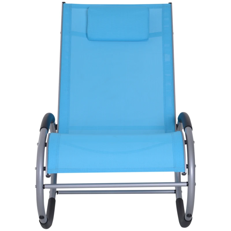 Outsunny Zero Gravity Rocking Lounge Sling Reclining Chair with Padded Headrest - Blue