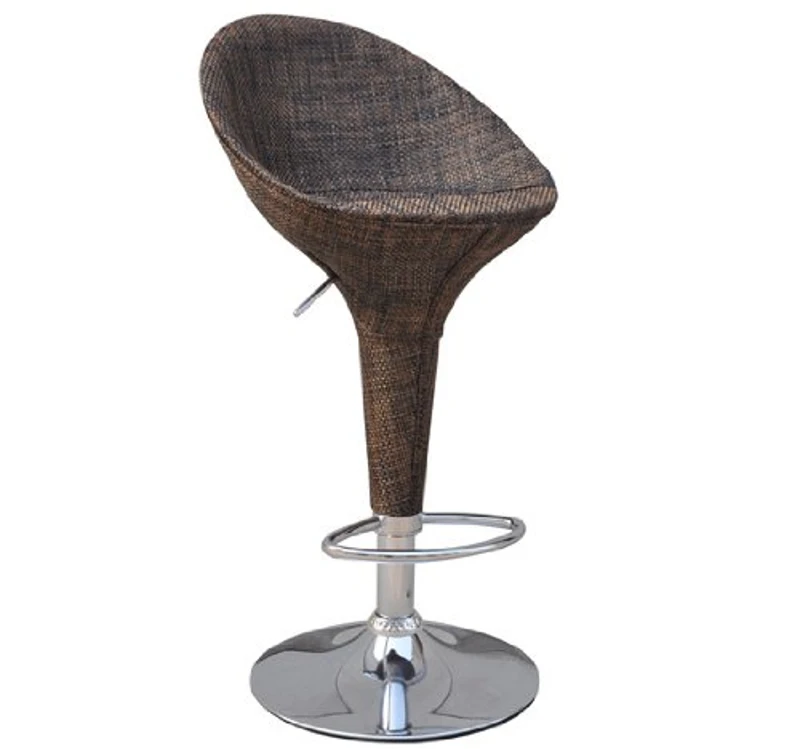 Open Box HomCom Vintage Wicker Rattan Adjustable Bucket Seat Patio Bar Stool - Set of 2