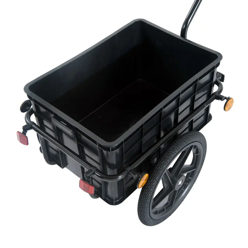 Aosom Bicycle Bike Cargo Trailer Steel Carrier Storage Cart Wheel Runner For Shopping - Black