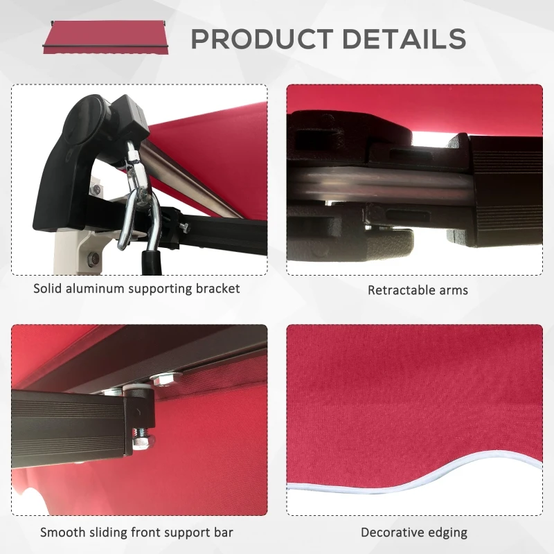 Outsunny Patio Awning Canopy Retractable Deck Door Outdoor Sun Shade Shelter