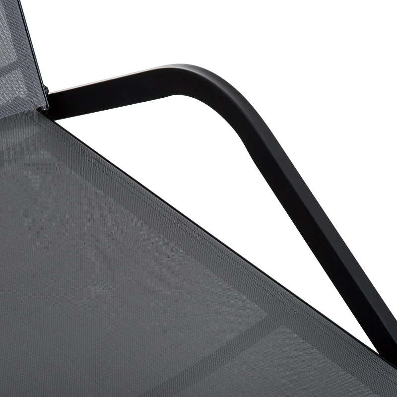 Outsunny Steel Mesh Adjustable Portable Folding Outdoor Chaise Lounge Chair - Grey