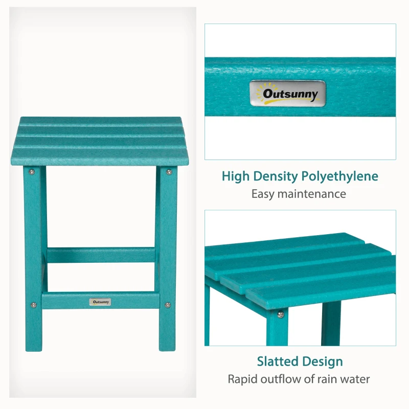 Outsunny Adirondack Side Table, Square Patio End Table, Weather Resistant 15" Outdoor HDPE Table for Porch, Pool, Balcony, Green