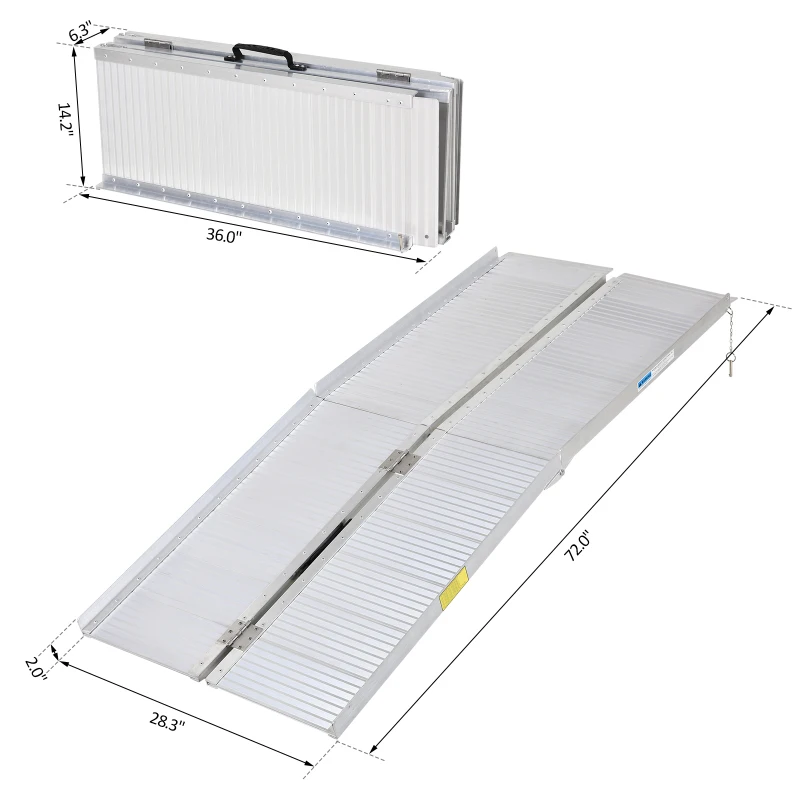HomCom 6' Portable Folding Suitcase Type Mobility Ramps Skidproof Wheelchair Threshold Ramp