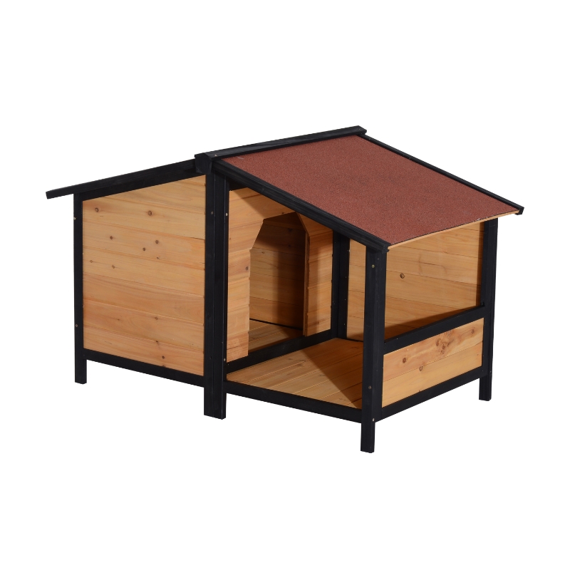 View of Pawhut Small Elevated Dog House with Opening Roof|AOSOM.COM