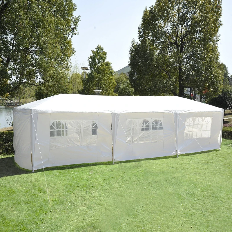 Outsunny 10' x 30' Pop Up Canopy Tent with 4 Removable Mesh Side Walls - White