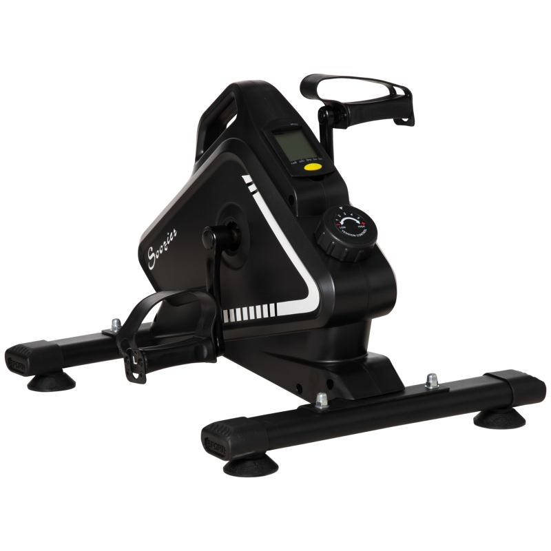 Soozier Indoor Mini Exercise Bike Portable Pedal Manual Arm & Leg Exerciser Machine, Black & White