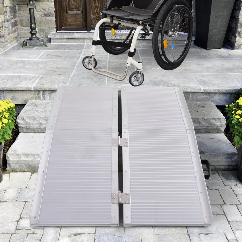 HOMCOM 5FT Aluminum Foldable Wheelchair Ramp Scooter Mobility w/ Carry Handle