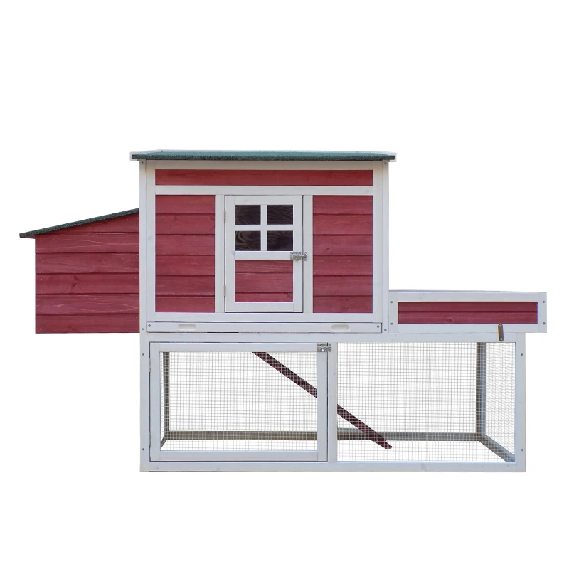 PawHut 67” Wooden Backyard Chicken Coop Kit With Garden Box, Run Area And Nesting Box