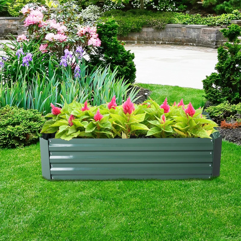 Outsunny Raised Garden Bed Gardner Frame Outdoor Planter Kit Flower Vegetable Gardening - Green