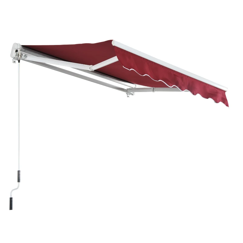 Outsunny 78" Manual Retractable Door & Window Awning - Wine Red