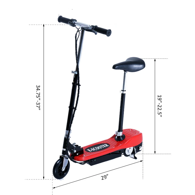 Aosom 120W Kids Folding Electric Motorized Scooter with Seat – Red