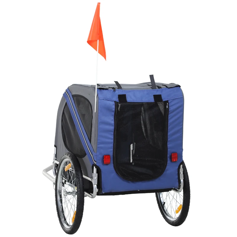 Aosom Outdoor Folding Pet Dog Bicycle Trailer and Stroller Jogger Cart - Blue and Grey