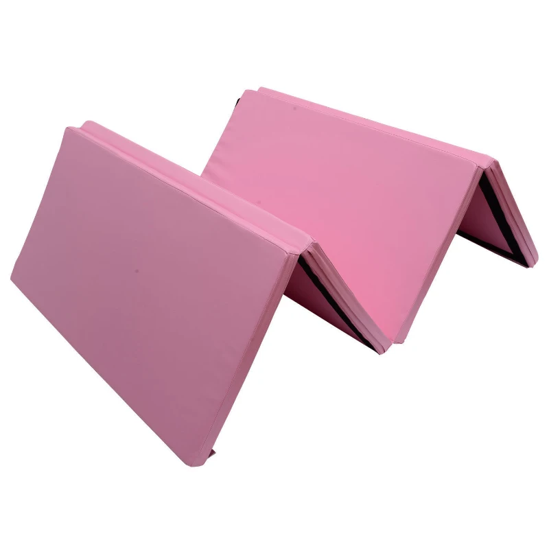 Soozier 8' x 4' x 2" PU Leather Folding Gymnastics Tumbling / Martial Arts Mat - Pink