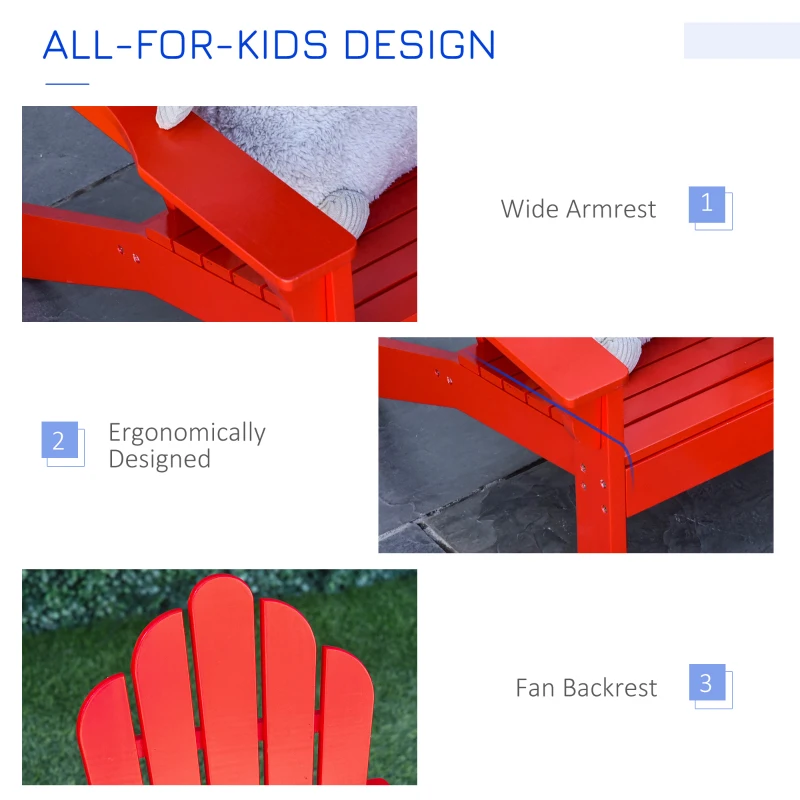 Outsunny Kids Adirondack Chairs Set w/ Table Removable Umbrella Outdoor Yard Garden Patio for 3-6 Years