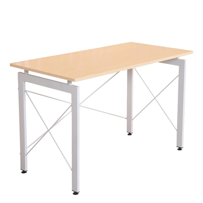 HomCom 48" Sturdy Simple Late Modern Home Office Desk Workstation with Anti-Slip Feet - Natural / White