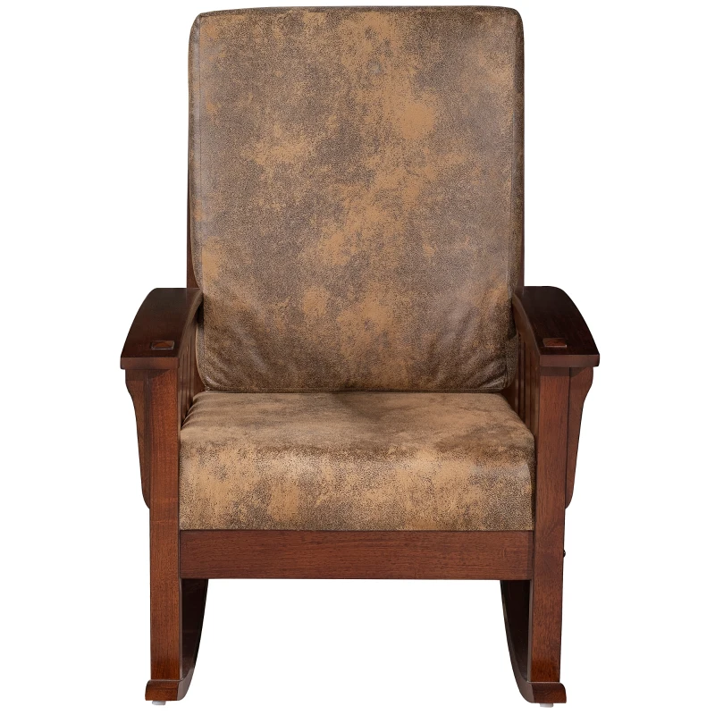 HOMCOM Faux Suede Rubberwood Indoor Porch Rocking Chair