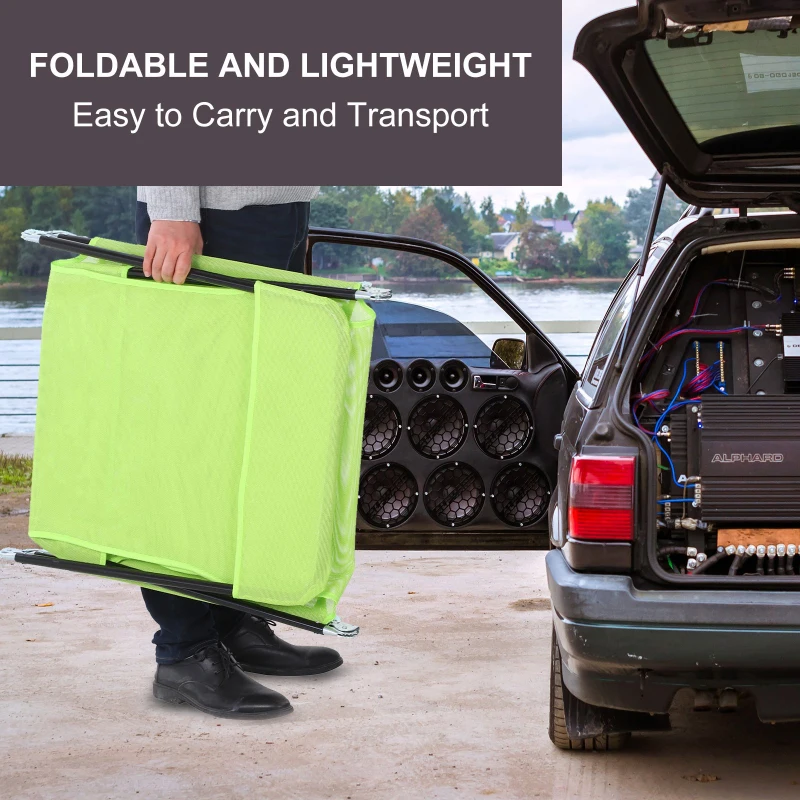 Outsunny Mesh Reclining Lounge Chair, Green - Lightweight & Portable Outdoor Recliner for Patio Relaxation