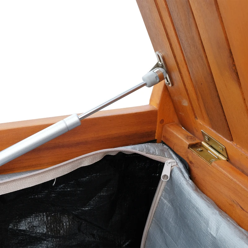 Outsunny 47" 2-Persom Wooden Outdoor Storage Bench with Removable Waterproof Lining