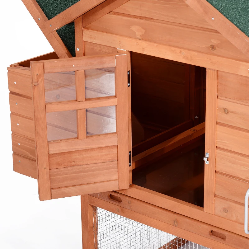PawHut Dual Chicken Coop with Garden Bed, Large Hen House with Nesting Boxes, Removable Trays, Ramps, 123" x 27.5" x 42.5", Natural Wood