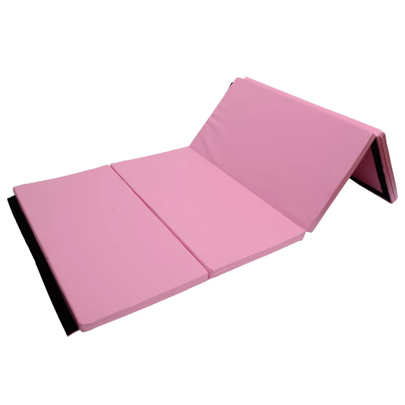 Soozier 8' x 4' x 2" PU Leather Folding Gymnastics Tumbling / Martial Arts Mat - Pink