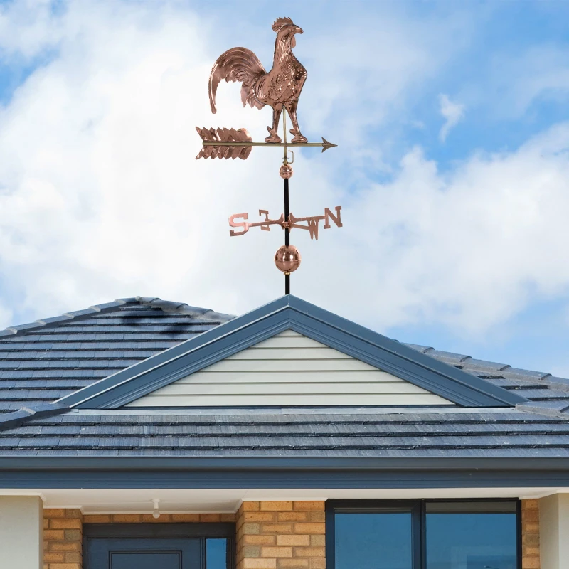 Outsunny Accent Rooster Weather Vane Pure Copper w/ Roof Mount Décor
