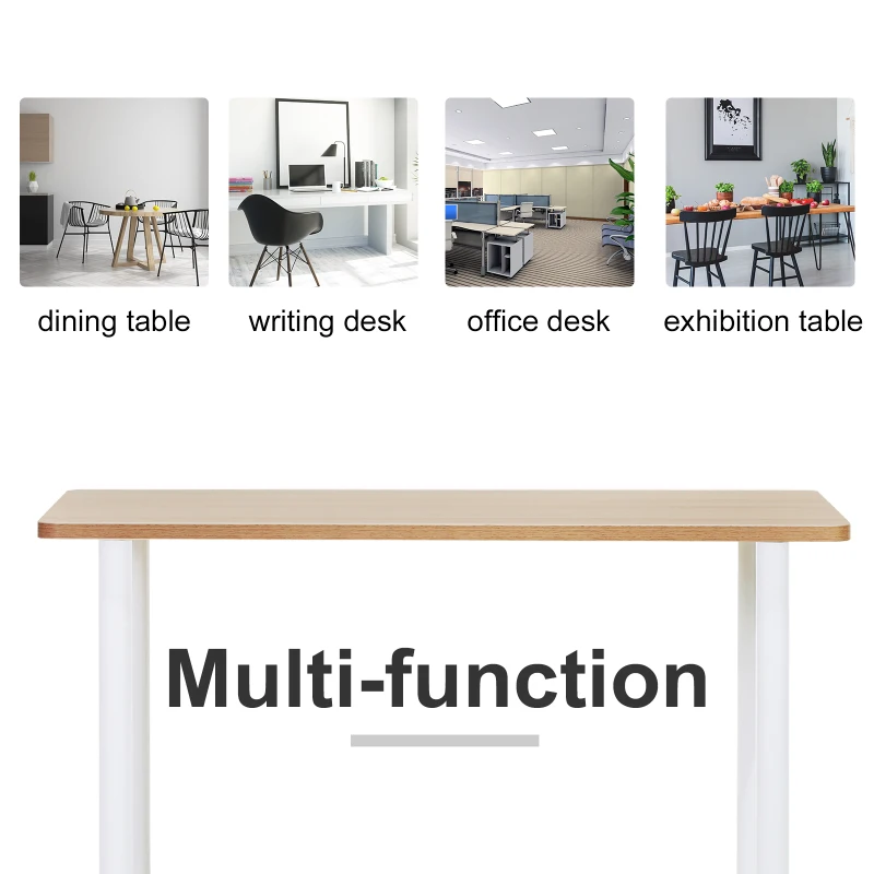 HOMCOM Modern Dining Table Office Working Desk Wood Top with Stainless Steel Leg