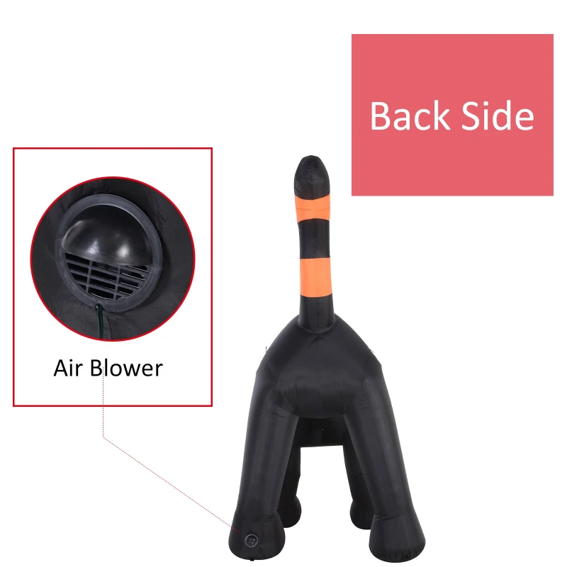 HOMCOM 10’ Lighted Inflatable Outdoor Halloween Yard Decoration - Animated Black Cat