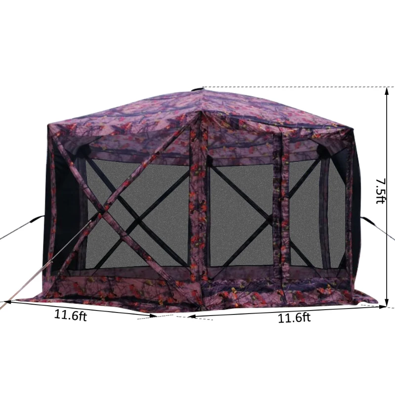 Outsunny Outsunny 12" x 12" 6-Sided Pop Up Portable Hexagonal Hub Gazebo Flower Pattern - Flower Pattern