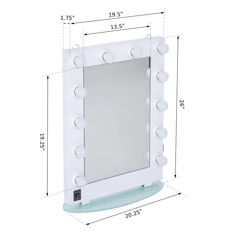 HomCom LED Lighted Make-Up Vanity Mirror - White
