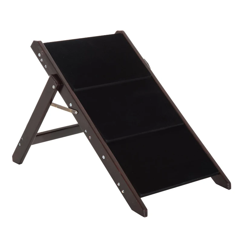 PawHut 19" 2-in-1 Wooden Portable Folding Easy Climb Pet Stairs and Ramp