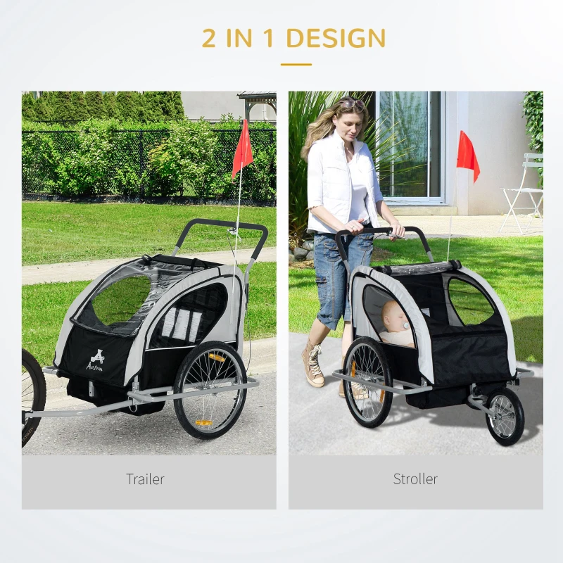 Aosom Elite 2-in-1 Double Child Bike Trailer/ Jogger