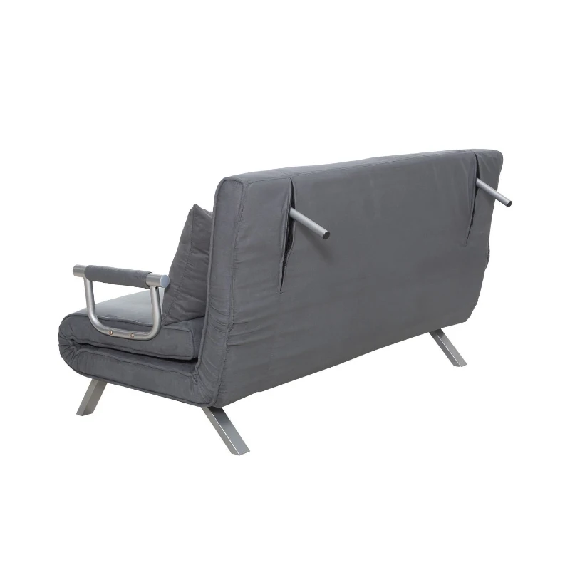 HomCom Full Size Folding 5 Position Steel Convertible Sleeper Bed Chair - Dark Grey