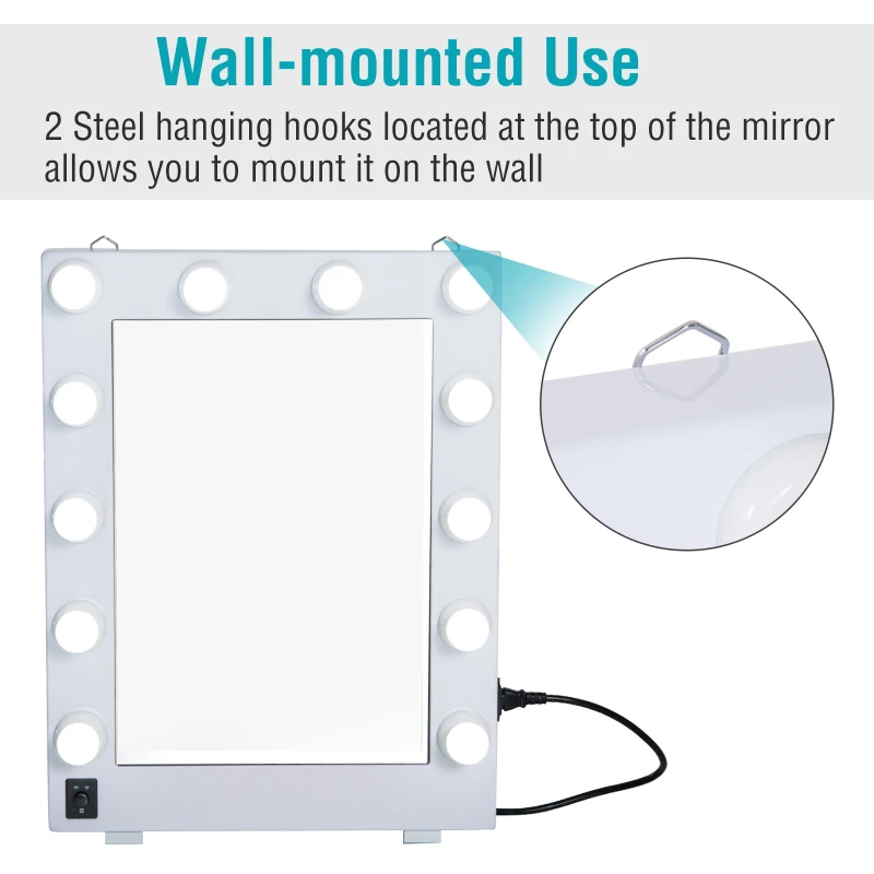 HomCom LED Lighted Make-Up Vanity Mirror - White