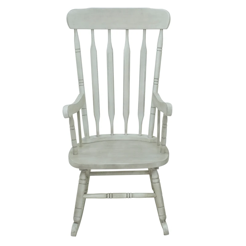 HomCom Rubberwood Indoor / Outdoor Porch Slat Rocking Chair - Antique White