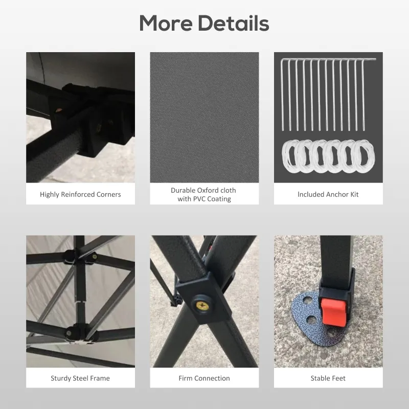 Outsunny 10' x 20' Pop Up Canopy Tent, Instant Sun Shelter, Tents for Parties, Height Adjustable, with Wheeled Carry Bag, for Outdoor, Garden, Patio, Gray