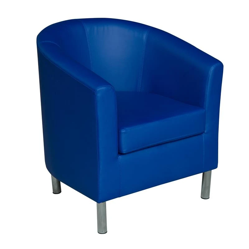 HomCom Modern PU Leather Tub / Barrel Club Arm Seat Chair - Blue