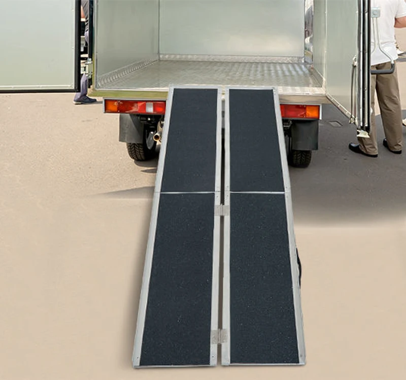 HomCom 8' Portable Traveling Convenient Mobility Ramp Carpeted Aluminum Side Walls Folding