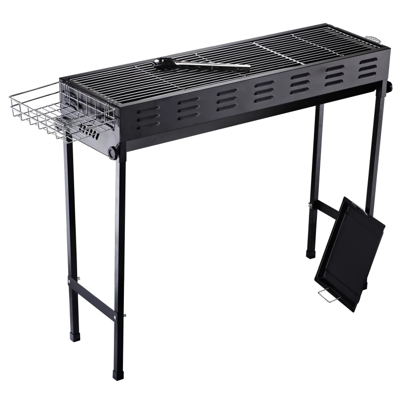 Outsunny 41" Folding Outdoor Charcoal BBQ Grill with Non-Stick Pan and Good Air Ventilation