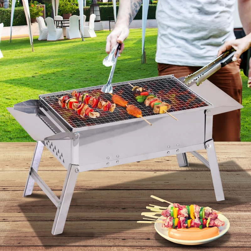 Outsunny Stainless Steel BBQ Charcoal Tabletop Grill